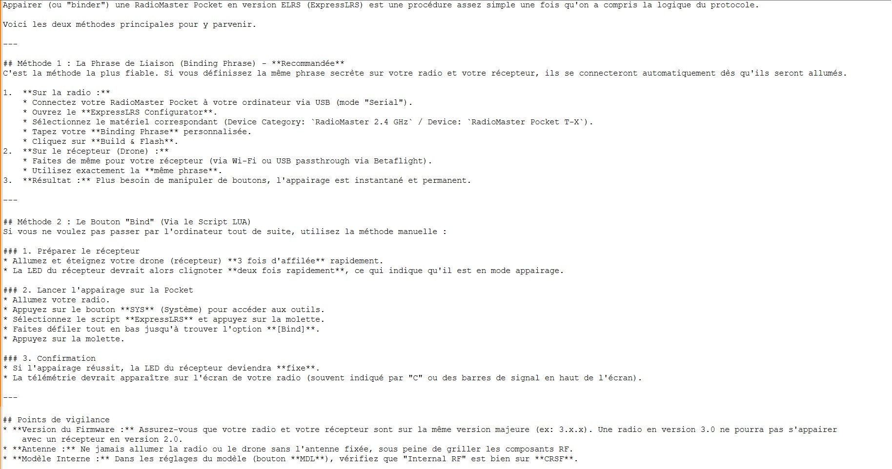 Méthode d'appairage